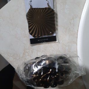 brass color earrings with Chunky light Bangle